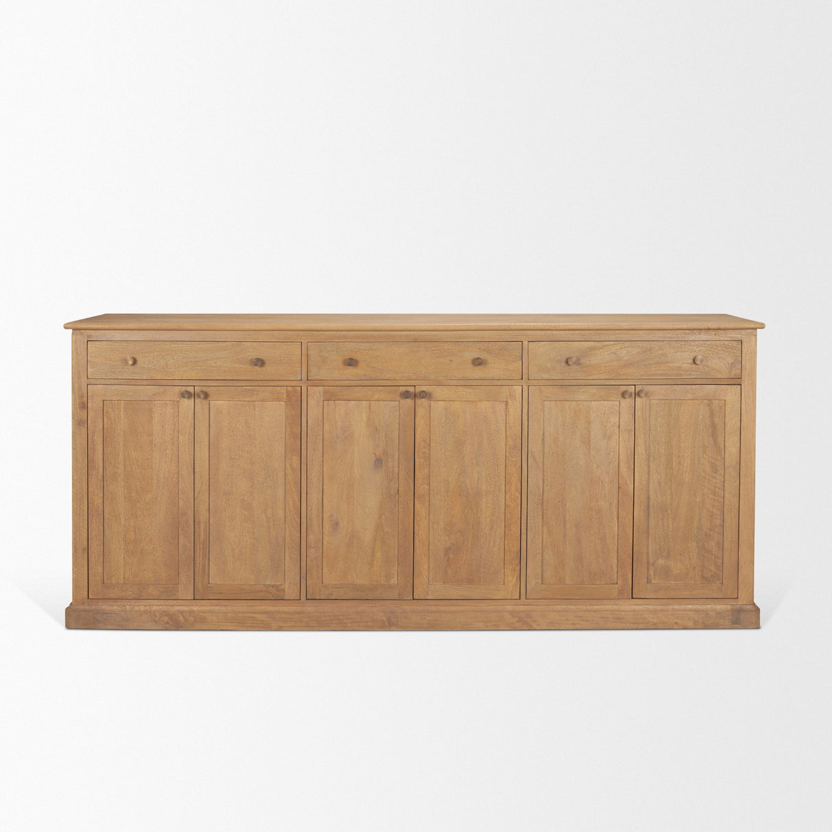 Baron Light Brown Solid Wood w/ Antiqued Brass Knobs 3-Drawer 6-Door Sideboard from Mercana - Luna Furniture