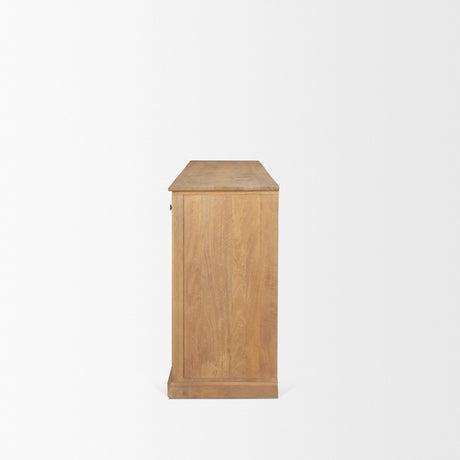 Baron Light Brown Solid Wood w/ Antiqued Brass Knobs 3-Drawer 6-Door Sideboard from Mercana - Luna Furniture