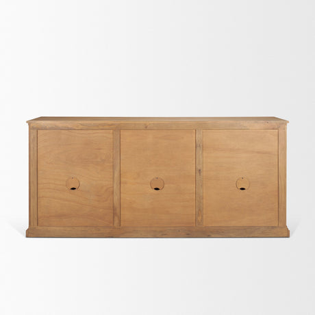 Baron Light Brown Solid Wood w/ Antiqued Brass Knobs 3-Drawer 6-Door Sideboard from Mercana - Luna Furniture