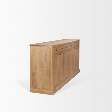 Baron Light Brown Solid Wood w/ Antiqued Brass Knobs 3-Drawer 6-Door Sideboard from Mercana - Luna Furniture