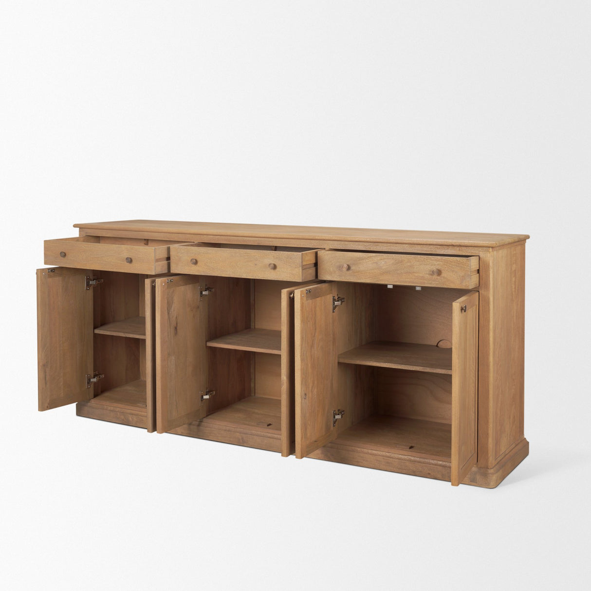Baron Light Brown Solid Wood w/ Antiqued Brass Knobs 3-Drawer 6-Door Sideboard from Mercana - Luna Furniture