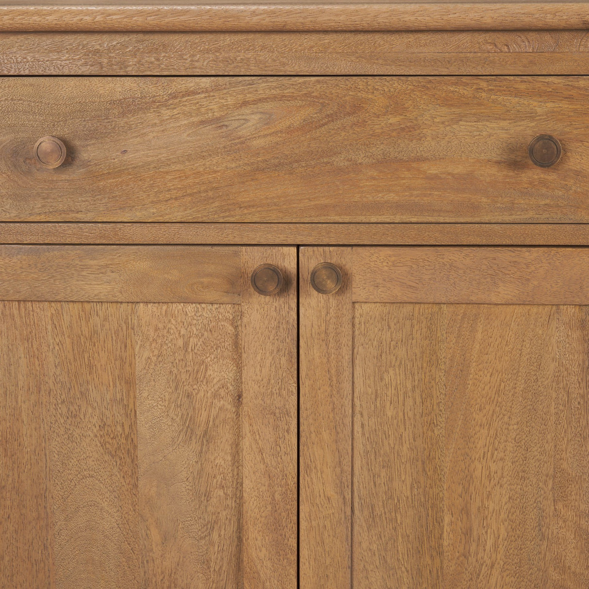 Baron Light Brown Solid Wood w/ Antiqued Brass Knobs 3-Drawer 6-Door Sideboard from Mercana - Luna Furniture