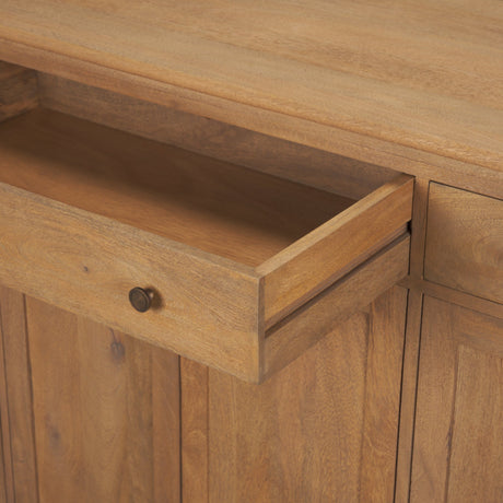 Baron Light Brown Solid Wood w/ Antiqued Brass Knobs 3-Drawer 6-Door Sideboard from Mercana - Luna Furniture
