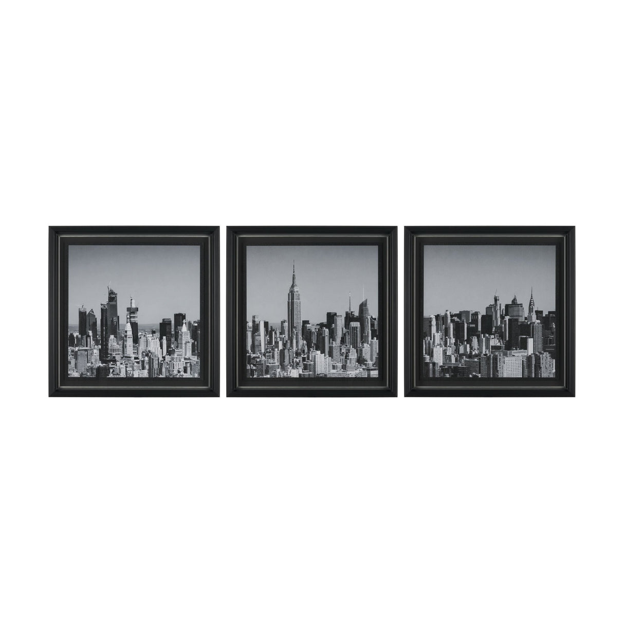 Midtown Manhattan Skyline (Set of 3) by Richard Silver Textured Framed Art Print Matted under Glass from Mercana - Luna Furniture