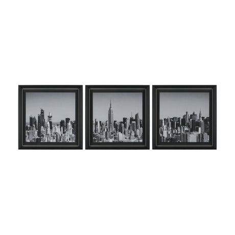 Midtown Manhattan Skyline (Set of 3) by Richard Silver Textured Framed Art Print Matted under Glass from Mercana - Luna Furniture