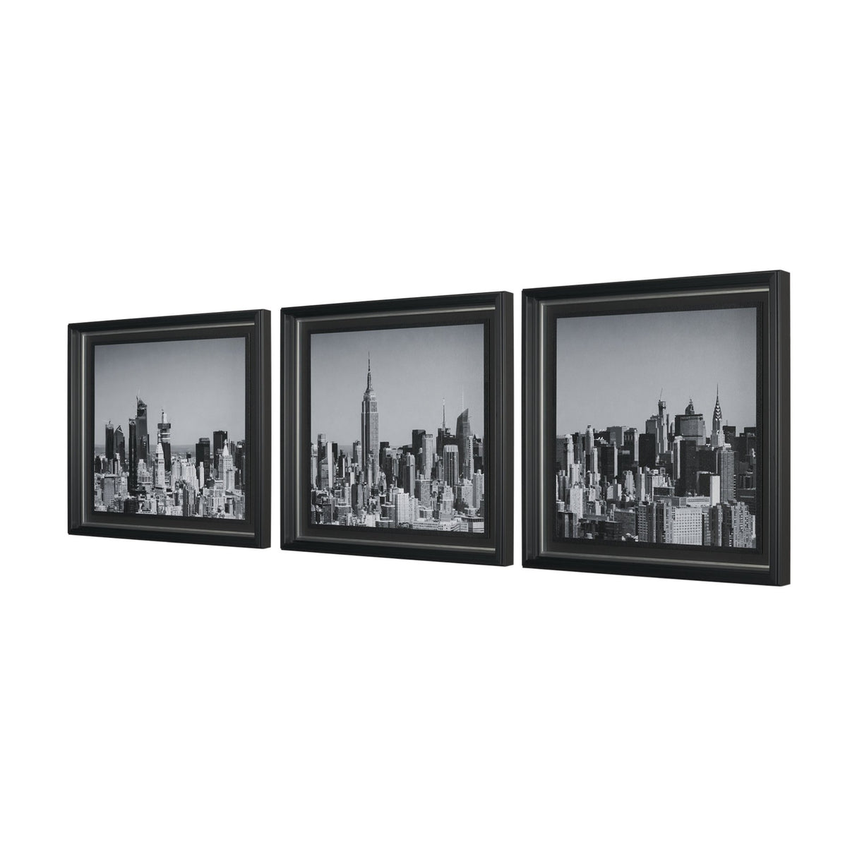 Midtown Manhattan Skyline (Set of 3) by Richard Silver Textured Framed Art Print Matted under Glass from Mercana - Luna Furniture