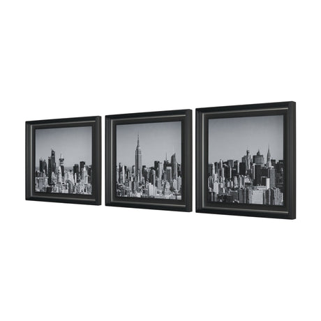 Midtown Manhattan Skyline (Set of 3) by Richard Silver Textured Framed Art Print Matted under Glass from Mercana - Luna Furniture