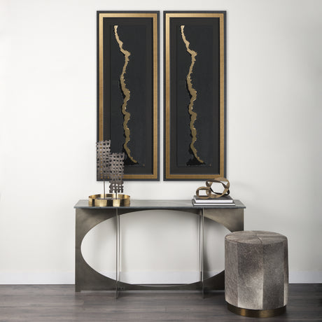 Gold River by Barbara Fleming a Hand Embelished Textured Framed Art Print Matted under Glass from Mercana - Luna Furniture