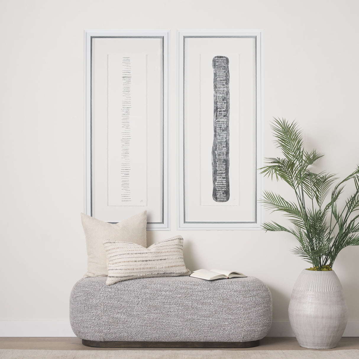 Random Lines Silver by Studio M a handmade Original Framed Artwork under Glass from Mercana - Luna Furniture