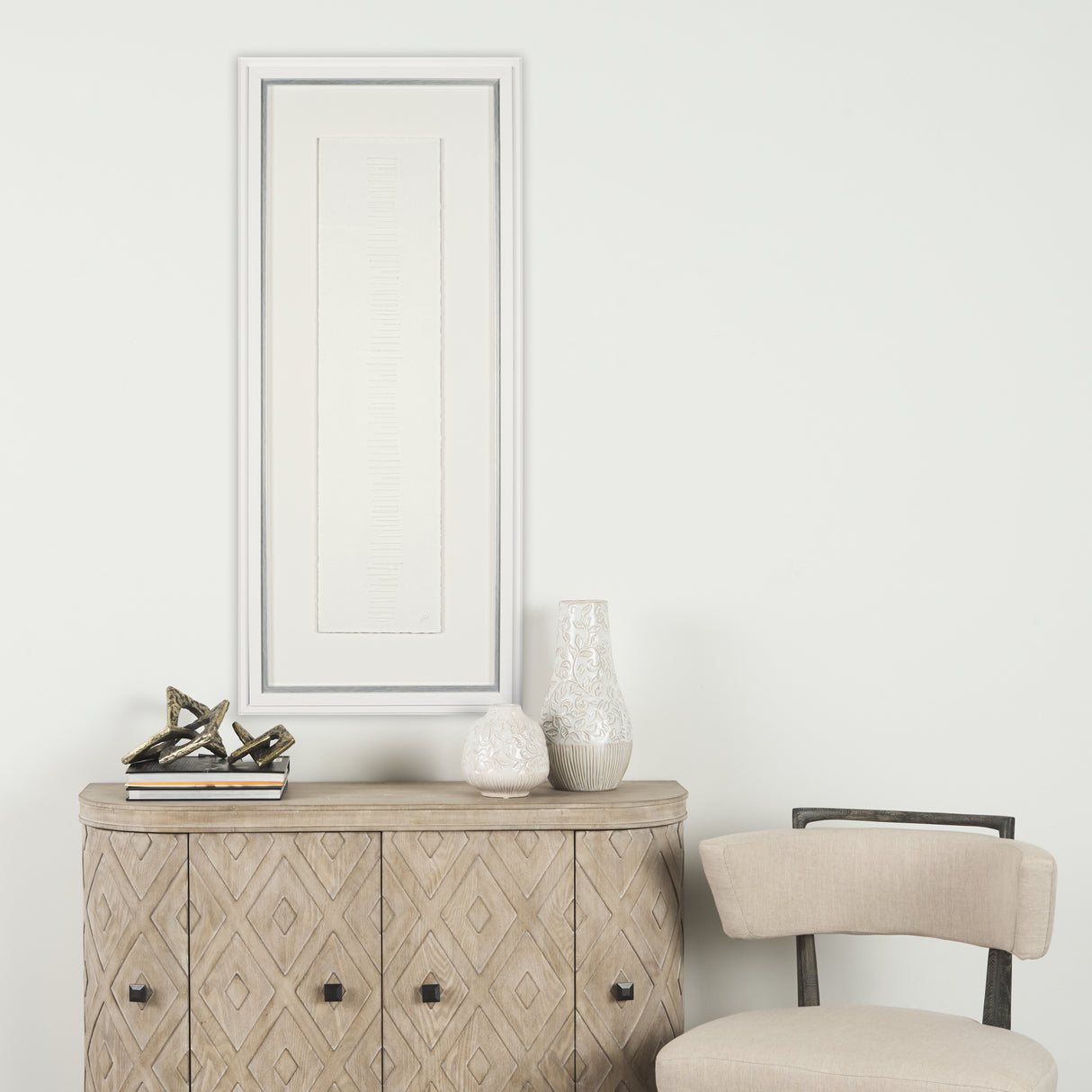 Random Lines White by Studio M a handmade Original Framed Artwork under Glass from Mercana - Luna Furniture