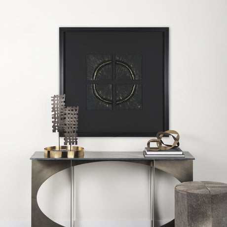 Equal Quadrants Black by Studio M a handmade Original Framed 3D Textured Artwork under Glass from Mercana - Luna Furniture