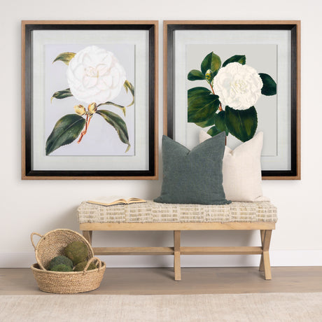 Camellia Japonica II by Vision Studio Hand Embellished Textured Framed Art Print Matted under Glass from Mercana - Luna Furniture