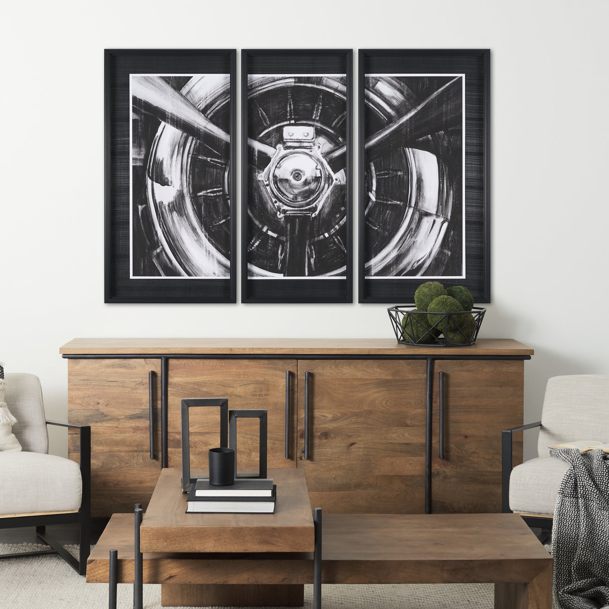 Vintage Propeller I by Ethan Harper a Hand Embelished Textured Framed Art Print Matted under Glass from Mercana - Luna Furniture