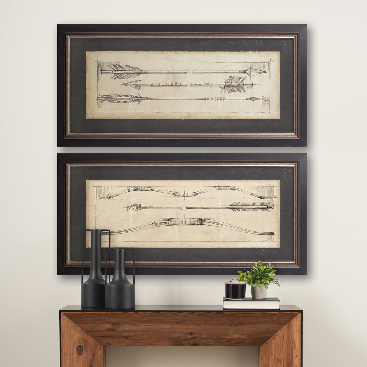 Custom Arrow Schematic II (MC) by Ethan Harper Hand Embellished Framed Art Print Matted under Glass from Mercana - Luna Furniture