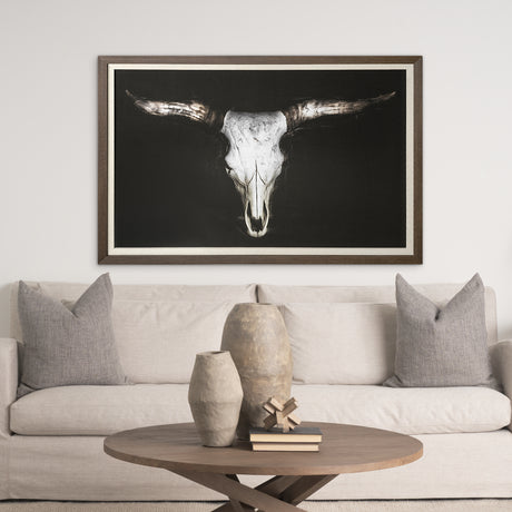 Cow Skull by PH Burchett a Hand Embellished Textured Framed Art Print Matted under Glass from Mercana - Luna Furniture
