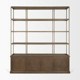 Baron 4-Door Dark Brown Wood w/ Antique Brass Metal Open Shelving Unit from Mercana - Luna Furniture