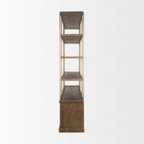 Baron 4-Door Dark Brown Wood w/ Antique Brass Metal Open Shelving Unit from Mercana - Luna Furniture