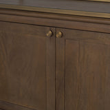 Baron 4-Door Dark Brown Wood w/ Antique Brass Metal Open Shelving Unit from Mercana - Luna Furniture