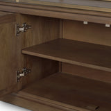 Baron 4-Door Dark Brown Wood w/ Antique Brass Metal Open Shelving Unit from Mercana - Luna Furniture