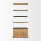 Baron Light Brown Wood w/ Gunmetal 2-Door Open Shelving Unit from Mercana - Luna Furniture