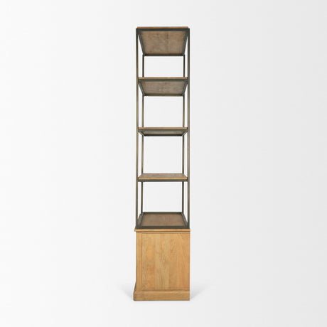 Baron Light Brown Wood w/ Gunmetal 2-Door Open Shelving Unit from Mercana - Luna Furniture