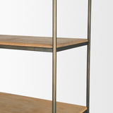 Baron Light Brown Wood w/ Gunmetal 2-Door Open Shelving Unit from Mercana - Luna Furniture