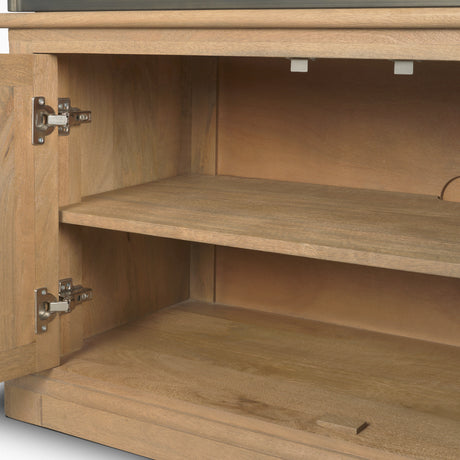 Baron Light Brown Wood w/ Gunmetal 2-Door Open Shelving Unit from Mercana - Luna Furniture
