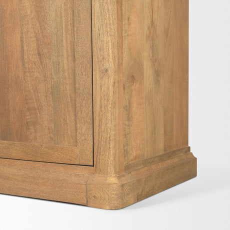 Baron Light Brown Wood w/ Gunmetal 2-Door Open Shelving Unit from Mercana - Luna Furniture