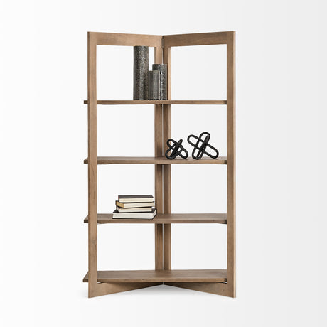Turnbull I 42L x 16W x 72H Light Brown Wood Four Shelf Shelving Unit from Mercana - Luna Furniture