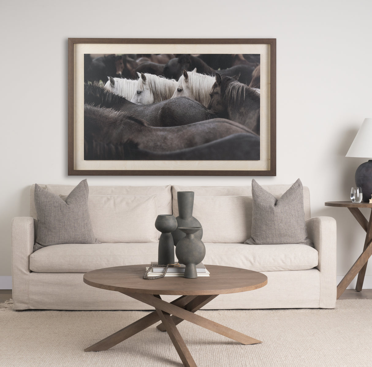 Custom White Horses (MC) by PH Burchett a Hand Embelished Textured Framed Photo Art Decograph from Mercana - Luna Furniture