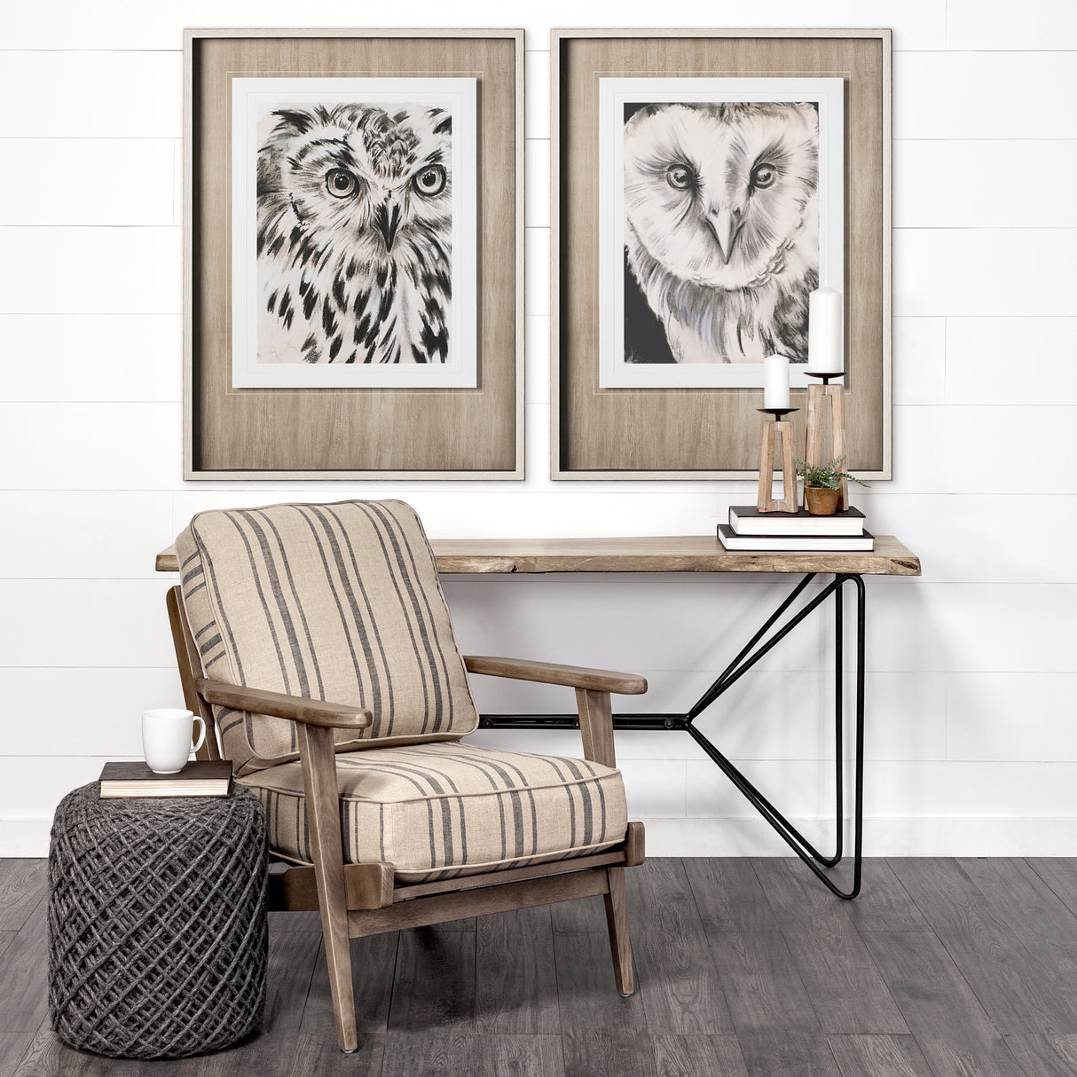 Charcoal Owl I by Jennifer Paxton Parker a Framed Art Print Matted under Glass from Mercana - Luna Furniture