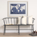 Blueprint World Map by Sue Schlabach a Hand Embellished Textured Framed Art Print Matted under Glass from Mercana - Luna Furniture