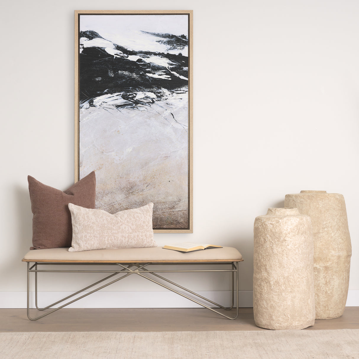 Black Strokes I by Mercana Studio a Hand Embellished Textured Framed Canvas from Mercana - Luna Furniture