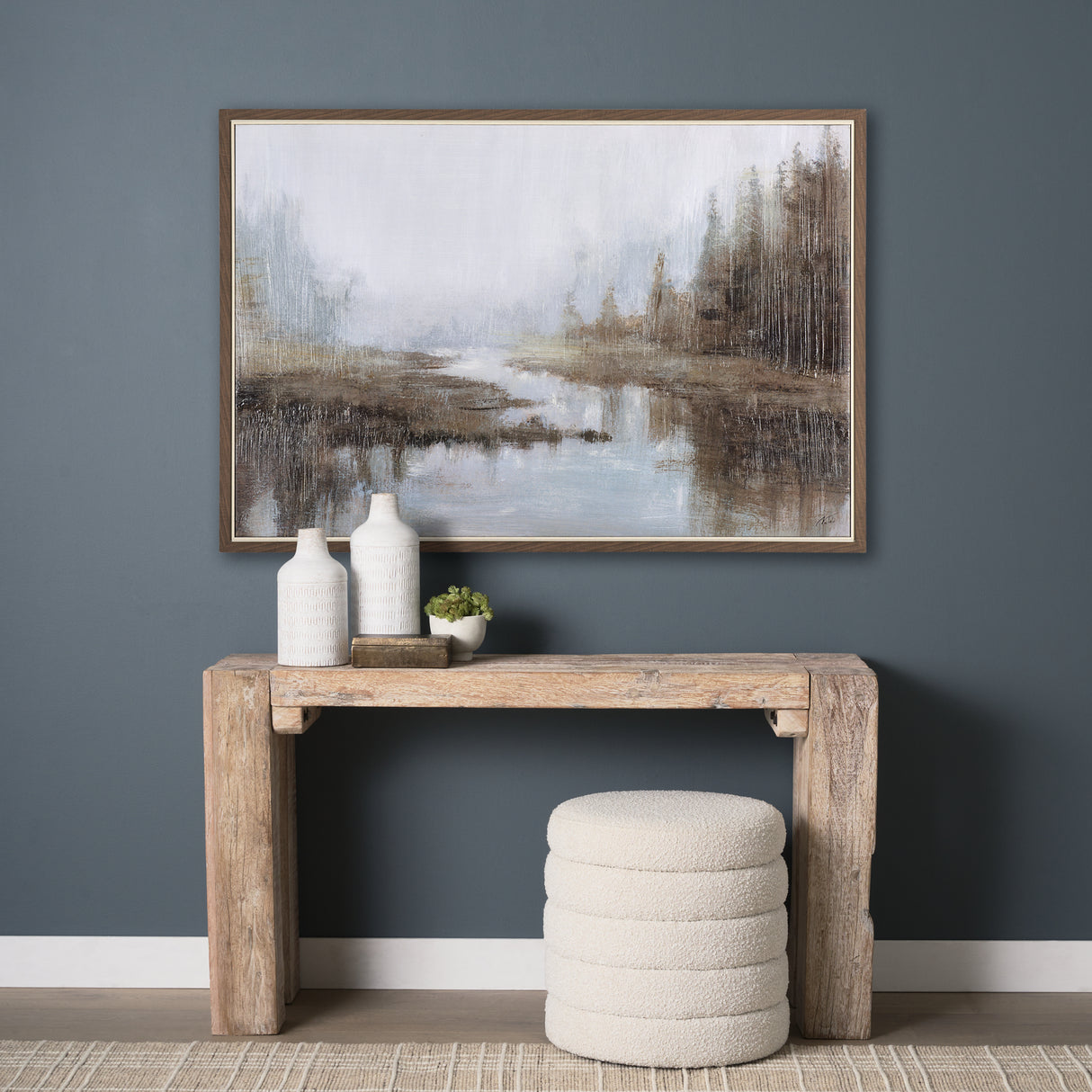 Morning Mist by Mercana Studio a Hand Embellished Textured Framed Canvas from Mercana - Luna Furniture