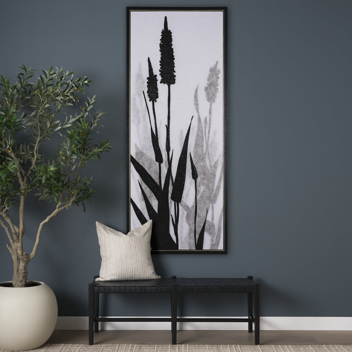 Floral Silhouette II by Mercana Studio a Hand Embellished Textured Framed Canvas from Mercana - Luna Furniture