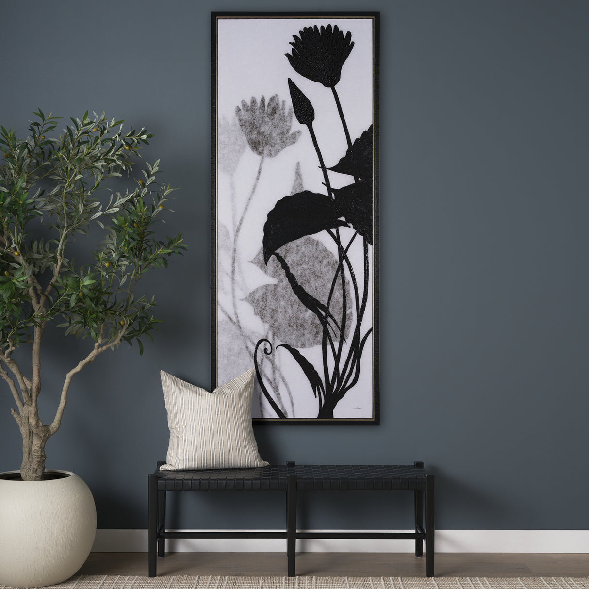 Floral Silhouette III by Mercana Studio a Hand Embellished Textured Framed Canvas from Mercana - Luna Furniture