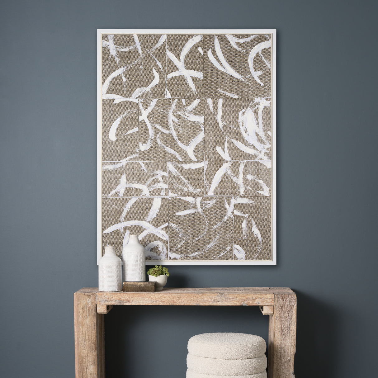 Woven Textile by Mercana Studio a Hand Embellished Textured Framed Canvas from Mercana - Luna Furniture