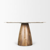 Allyson 54" Round Brown Pedestal w/ Pink Marble Top Dining Table from Mercana - Luna Furniture