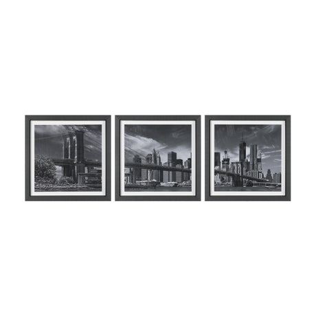 Brooklyn Bridge (Set of 3) by Richard Silver Textured Framed Art Print Matted under Glass from Mercana - Luna Furniture