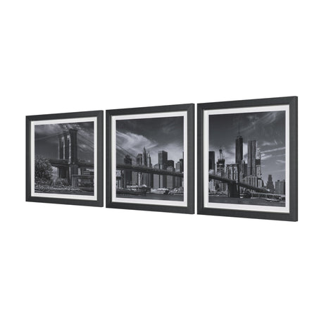 Brooklyn Bridge (Set of 3) by Richard Silver Textured Framed Art Print Matted under Glass from Mercana - Luna Furniture