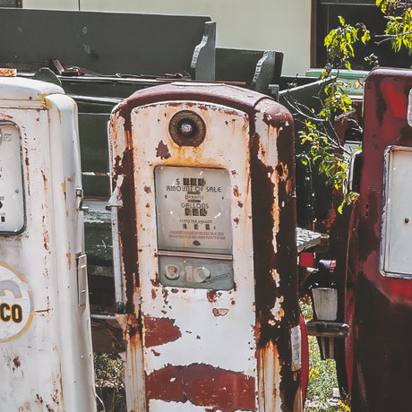 Gas Pumps by Richard Silver Hand Embelished Framed Art Print Matted under Glass from Mercana - Luna Furniture