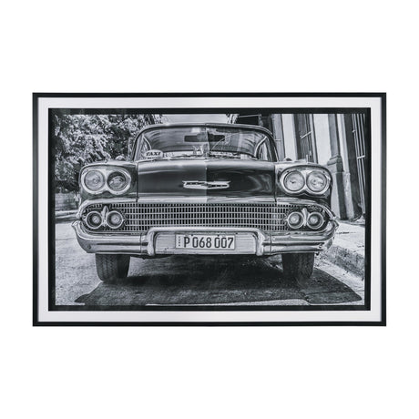 Classic Old Chevy in Havana Cuba by Richard Silver Textured Framed Art Print Matted under Glass from Mercana - Luna Furniture