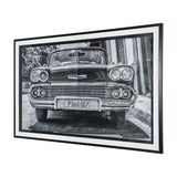 Classic Old Chevy in Havana Cuba by Richard Silver Textured Framed Art Print Matted under Glass from Mercana - Luna Furniture
