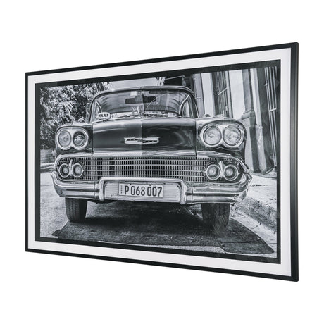 Classic Old Chevy in Havana Cuba by Richard Silver Textured Framed Art Print Matted under Glass from Mercana - Luna Furniture