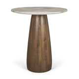 Allyson 32" Round Medium Brown Wood w/ Pink Marble Top Bistro Table from Mercana - Luna Furniture