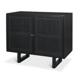 Grier Matte Black Stained Wood w/ Black Cane Accent Cabinet from Mercana - Luna Furniture