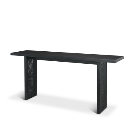 Grier 65" Black Wood w/ Black Cane Console Table from Mercana - Luna Furniture