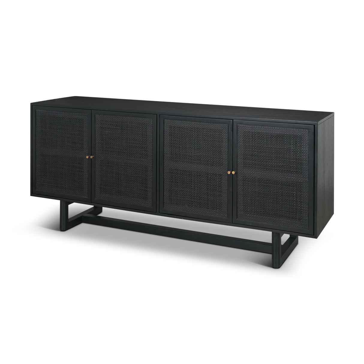 Grier 72" Black Wood W/ Black Cane Sideboard from Mercana - Luna Furniture