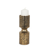 Akira Small Hammered Gold Metal Pillar Candle Holder from Mercana - Luna Furniture