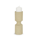 Akira Small Textured Beige Metal Pillar Candle Holder from Mercana - Luna Furniture